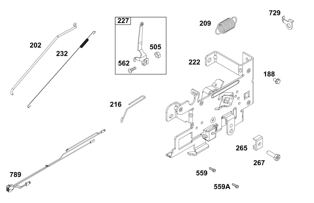 Controls Group Diagram and Parts List for 33S877-0037-G1 200000 - 399999 Briggs and Stratton Engine